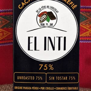 Tablette NON torréfiée noir 75 % de cacao, sans lécithine, bio