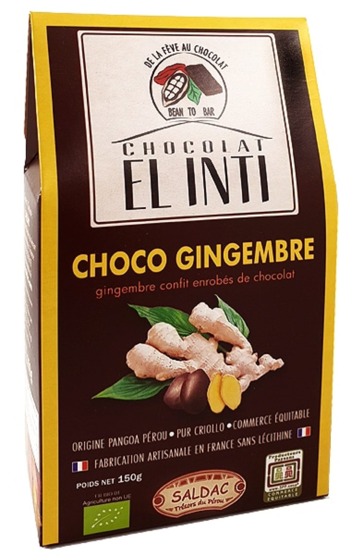 Choco Gingembre Pérou - Gingembre tranché confit enrobé de chocolat
