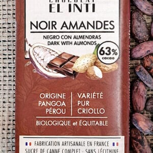 Chocolat noir aux amandes, sans lécithine, bio