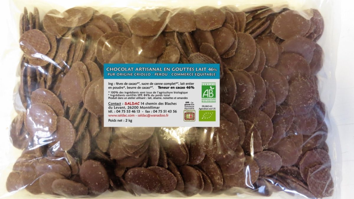 Chocolat de couverture en gouttes - blanc 40% cacao - Bio - Ethique et Vrac