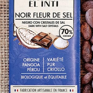 Chocolat noir 70 %, à la fleur de sel, sans lécithine, bio