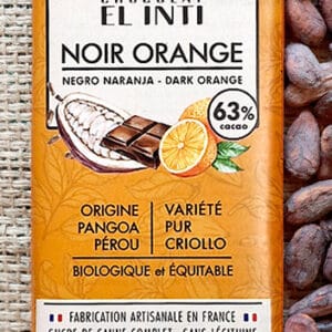 Chocolat noir à l'orange, sans lécithine, bio