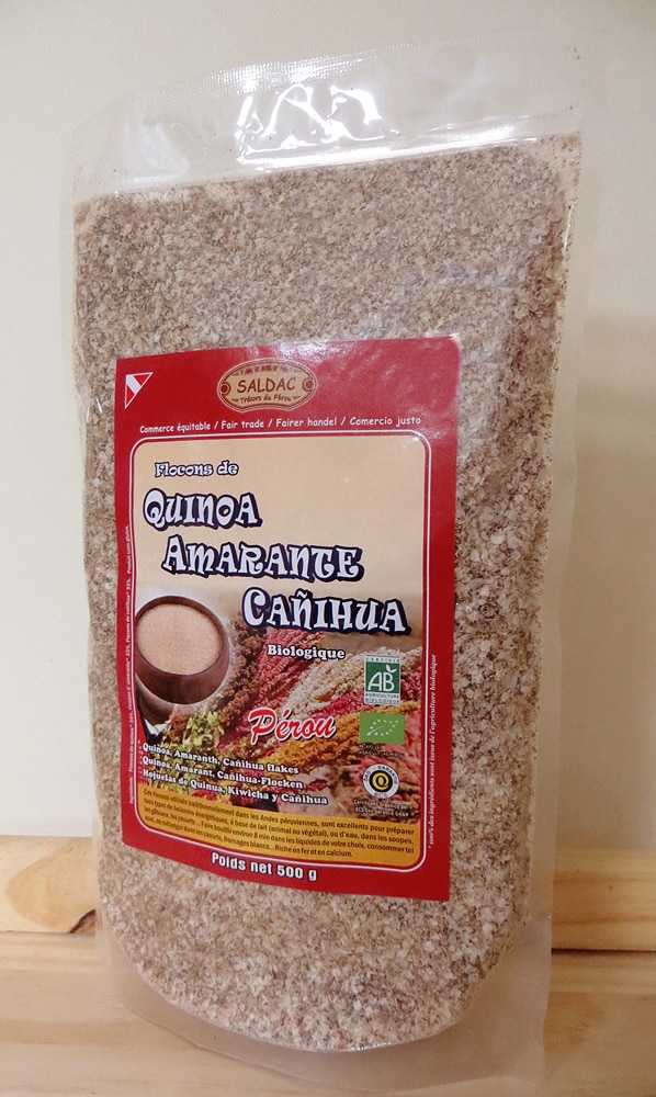 Mélange de Flocons : Quinoa Amarante Canihua - Produits bio du Pérou - Sachet de 500 g
