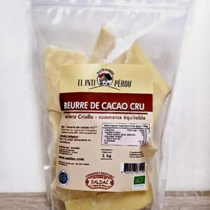 Beurre de cacao NON torréfié en morceaux, bio, 1 kg