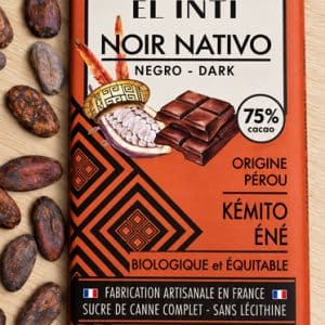 Chocolat noir Nativo 75 % de cacao, sans lécithine, bio